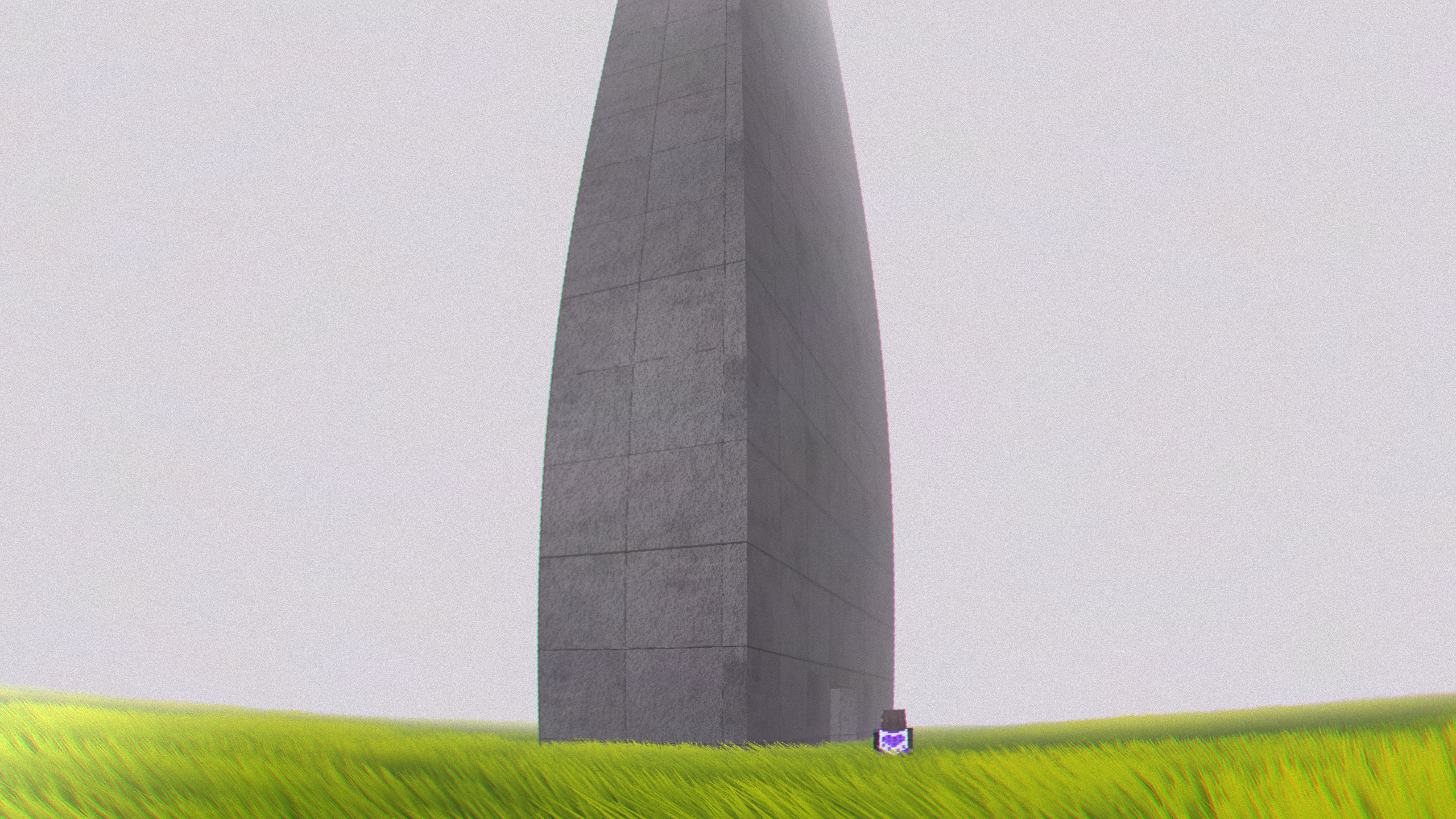 Grass field: something far away