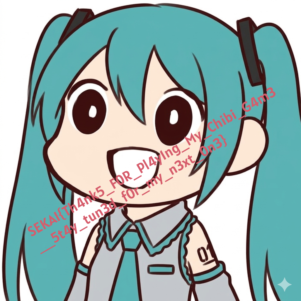 Final server response - the flag written across the chibi character