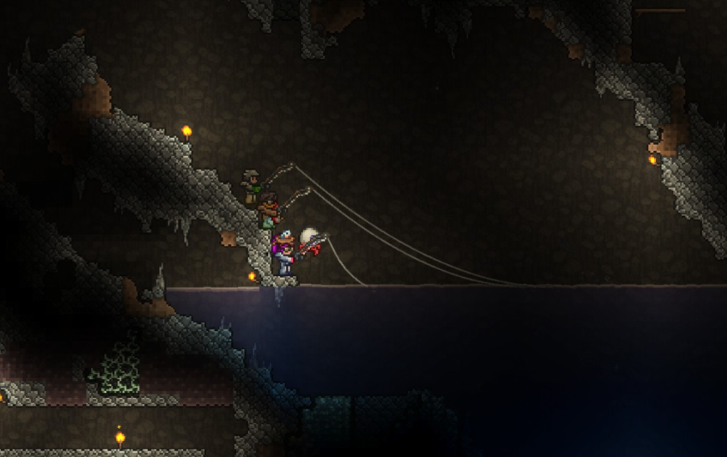 Cave fishing with friends