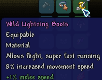 Wild Lightning Boots tooltip